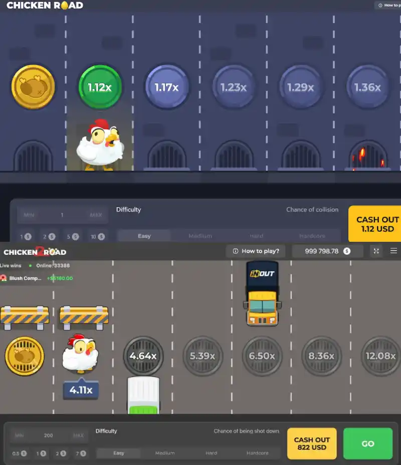 Chicken Road gameplay — tile crossing and multiplier progression